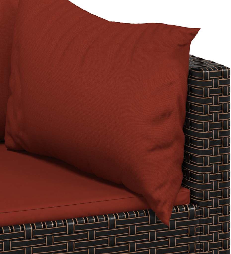 Patio Lounge Set Brown PE Rattan, Powder-Coated Steel, Tempered Glass, Outdoor Sofas, 319823