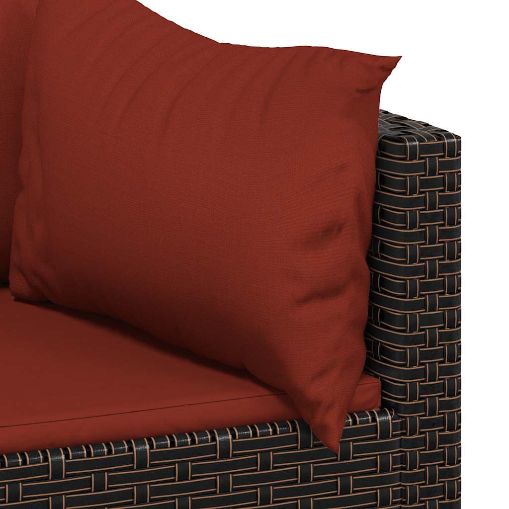 vidaXL Salon de Jardin 3 pcs avec Coussins Marron résine tressée, Ensemble de Salon d'extérieur, Ensemble de mobilier d'extérieur, Ensemble de mobilier de Patio