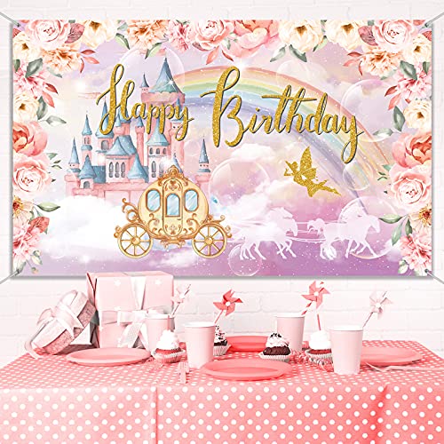 Tatuo TATUO-BACKDROP-GVR4E8G48 Princess Birthday Party Decorations Supplies Princess Theme Backdrop Background Banner thumb #3