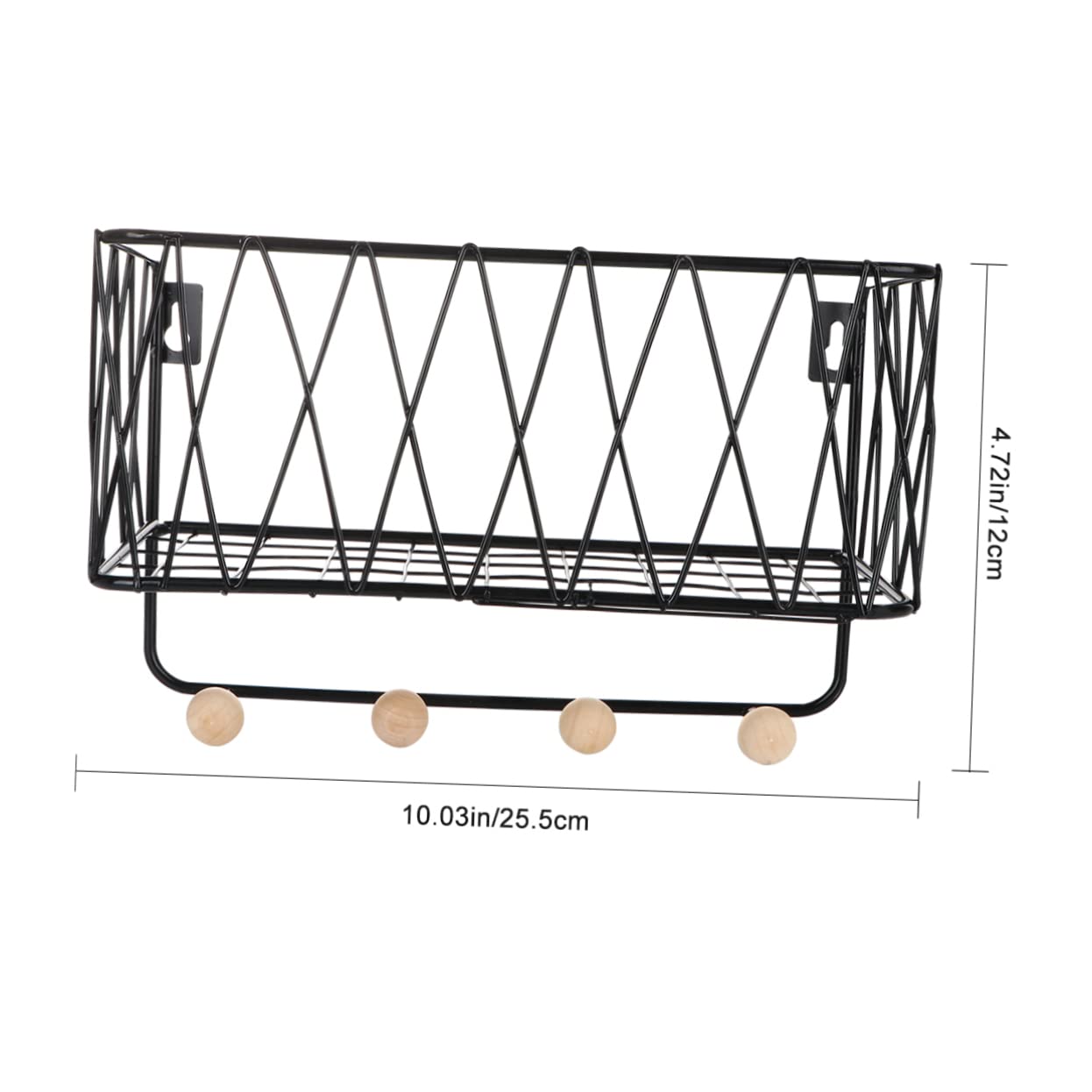 Happyyami 1Pc Hanging Sundries Organizer Black Wall Hook Storage Rack for Home Use Creative Iron Art Wall Shelf for Kitchen Bedroom Office Decor Space Saving S