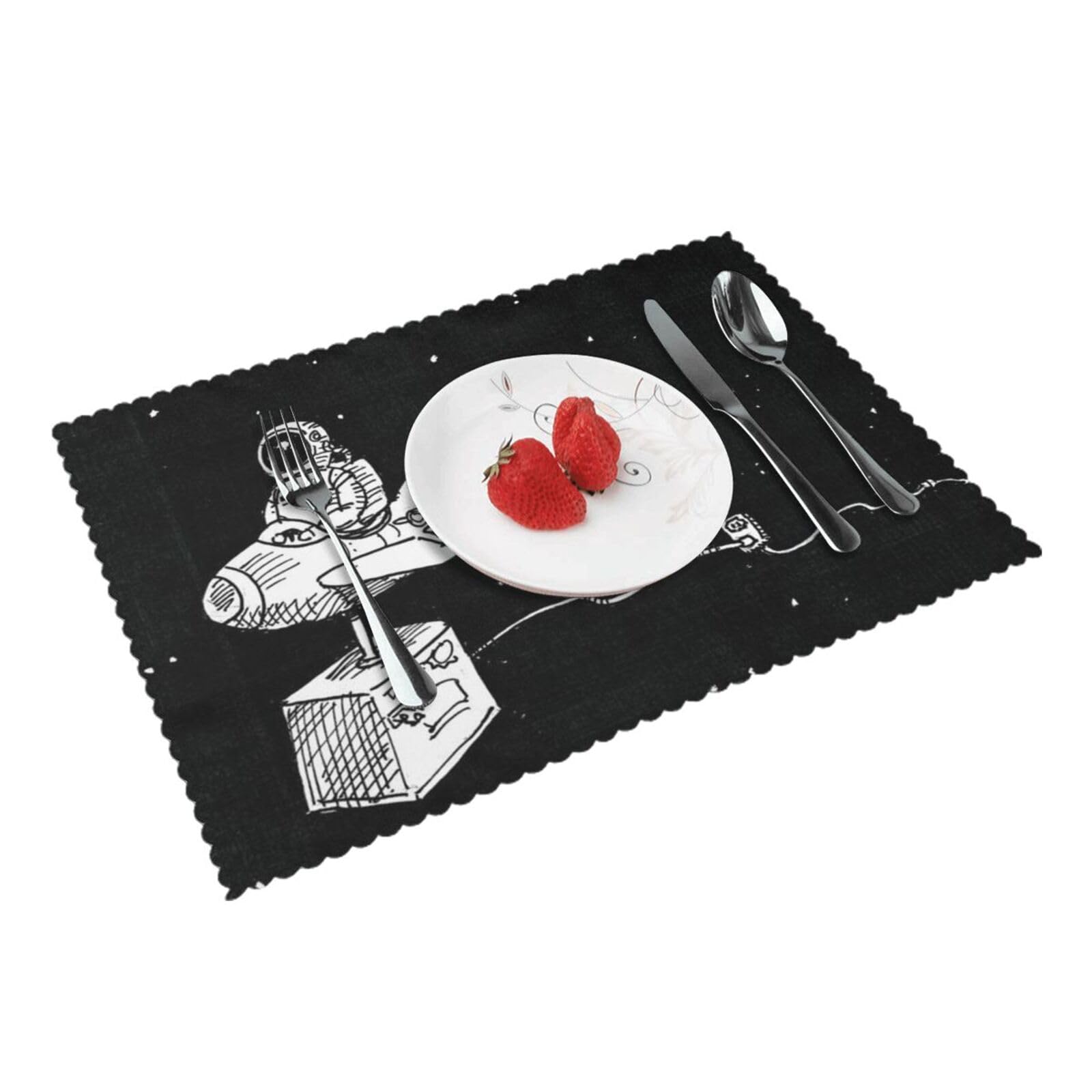 Bnvsadc Astronaut Galaxy Trippy 4 Pcs Heat Resistant Placemat 45X30 Cm, Printed Non-Slip Place Mats For Kitchen Dining Table Indoor Outdoor