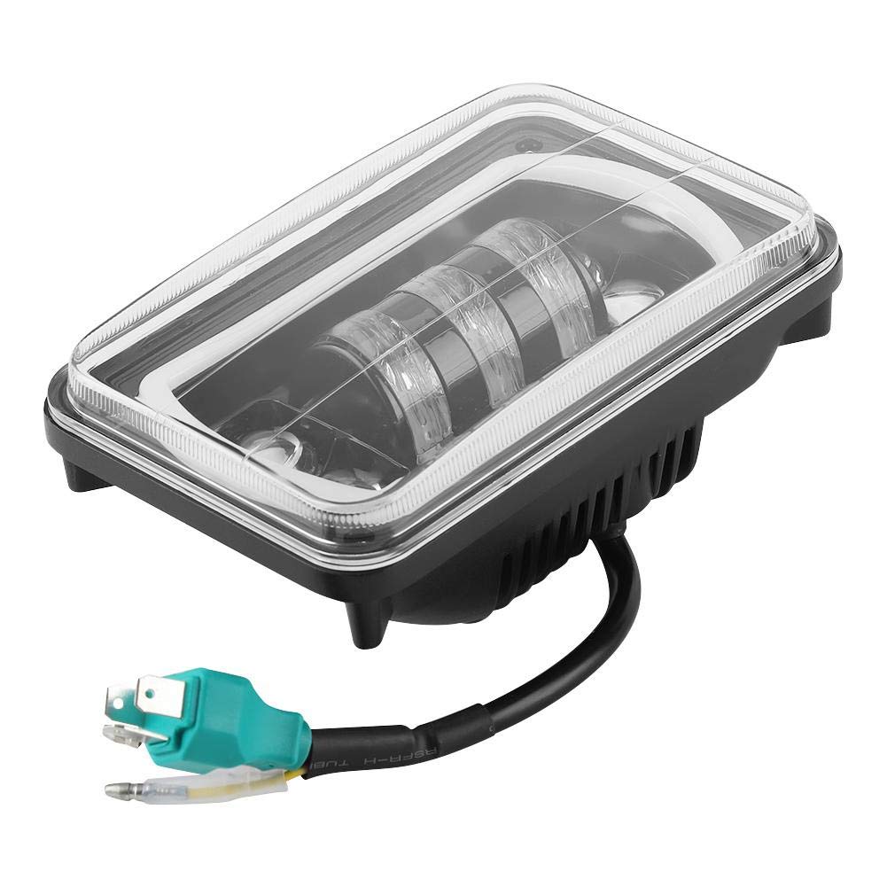 Tbest Faro anteriore sostituzione per camion, Camion 4 pollici x 6 pollici Faro anteriore a LED Luce quadrata a fascio alto/basso Halo bianco sostituzione per 1979 2003