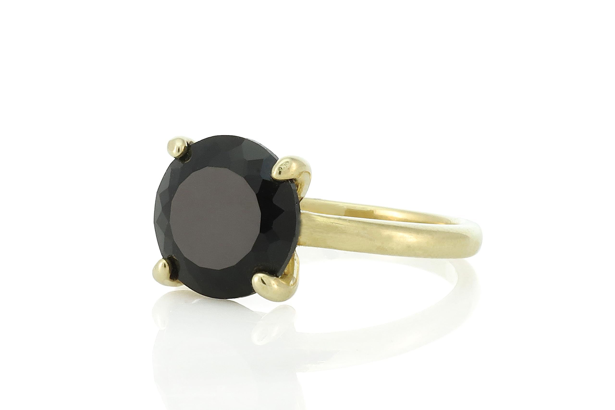 ANEMONE JEWELRY Anillo de Oro 18k Onyx - Anillo de Banda Negra - Anillo de Diamante Negro - Anillo de Piedra - Anillo de Oro para Mujer - Joyería Perfecta para Cocktail - Anillo Delicado