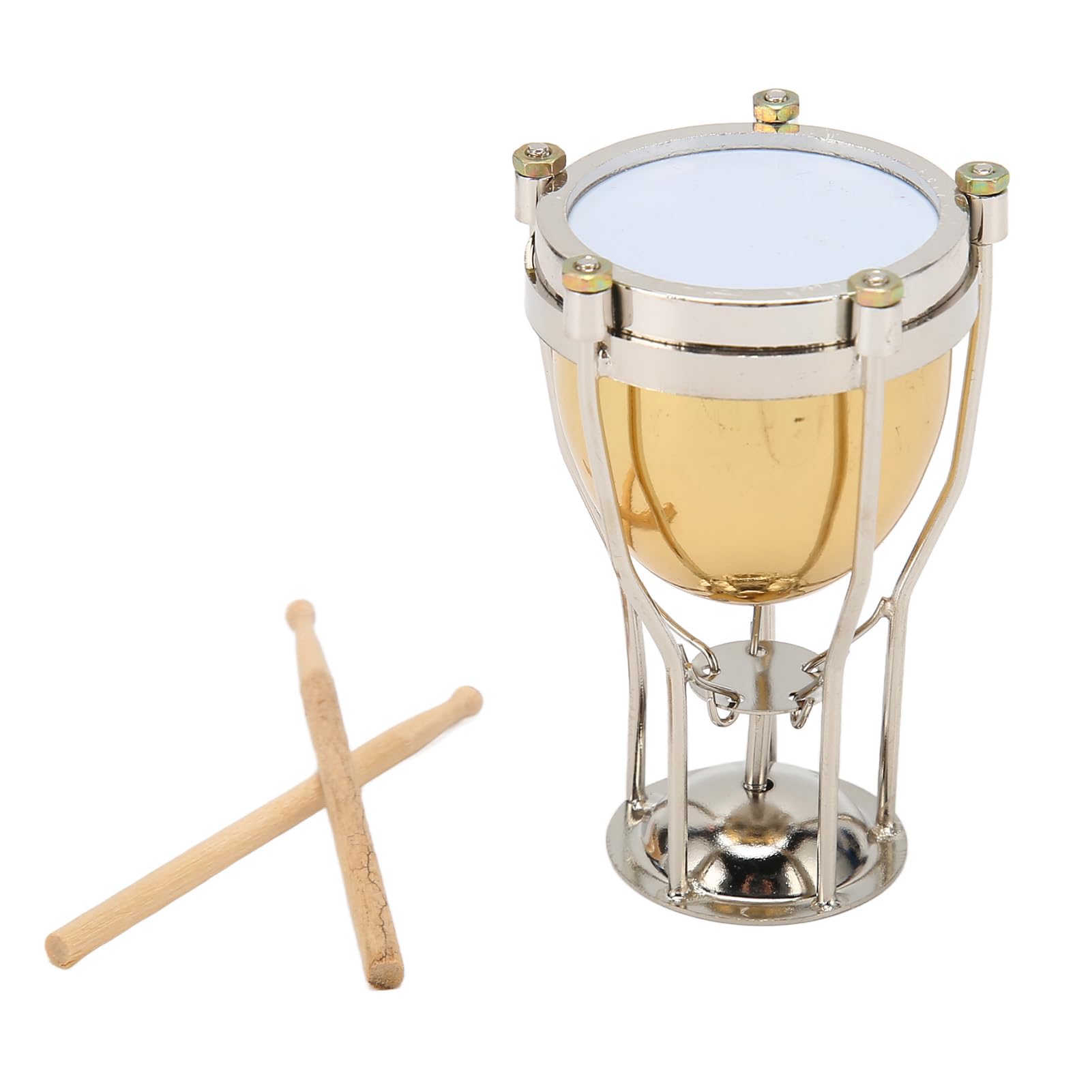 Miniatur -Timpani -Modell exquisite Kupfer paupani Ornament Dekoratives Stück für Abschlussgeburtstag Weihnachtsmusikliebhaber Kupfer Composite Holz 4 x 4 x 6,2 cm