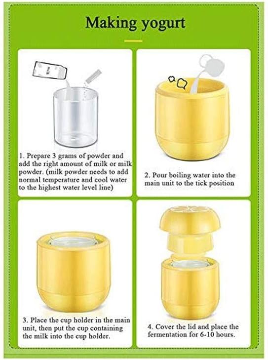 Household Yogurt Machine, Mini Automatic Yogurt Machine and Cheese Machine Borosilicate Glass Liner Combination (Color : Yellow)