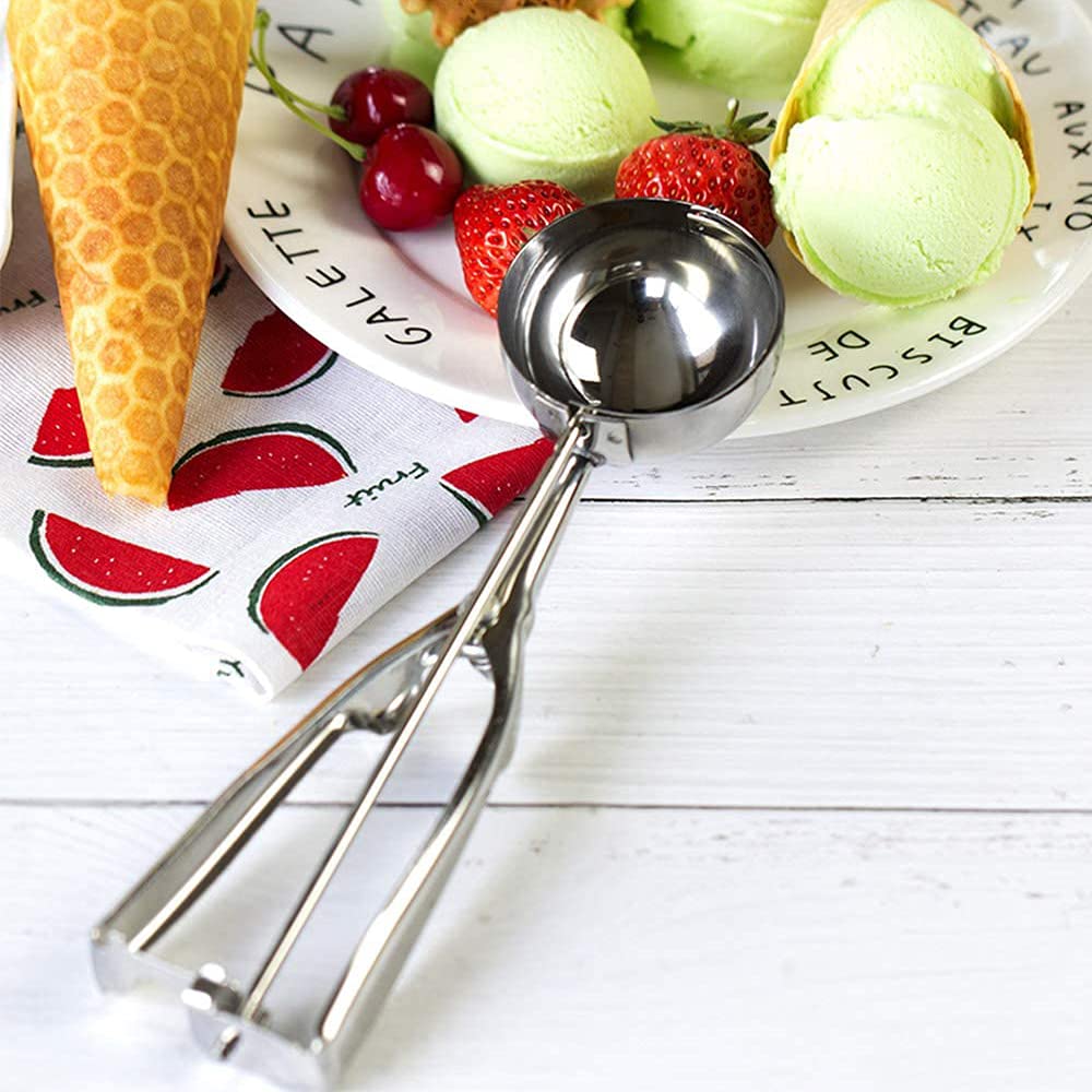 Porzionatore Per Gelato 44mm, Cucchiaio Gelato, TJ POP Paletta Per Gelato In Acciaio Inox Con Grilletto E Manico Confortevole Per Palla Gelato, Cottura, Palla Melone