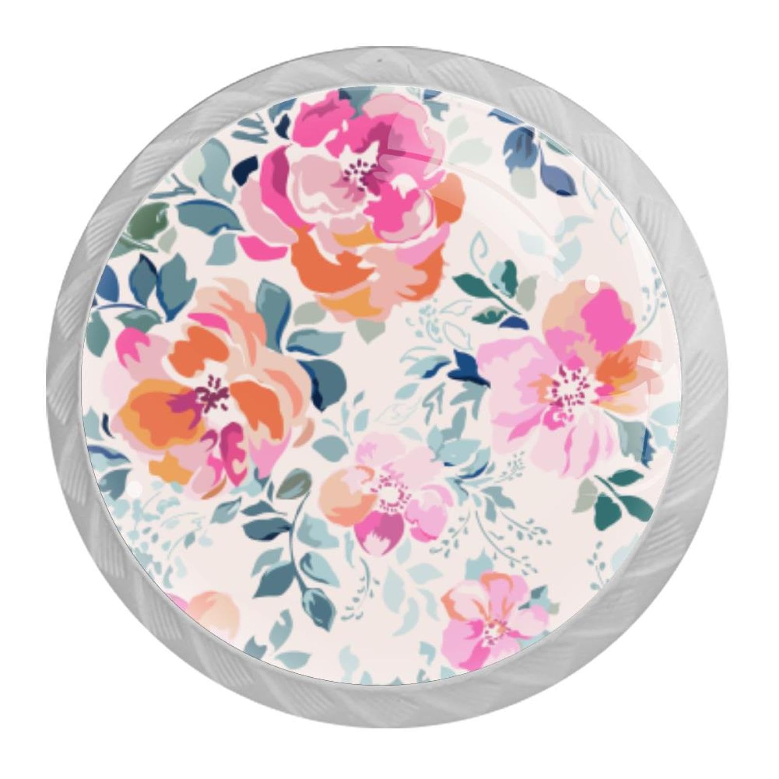 Tqmspg 4 Pieces Drawer Pulls Flowers Blossom Door Knobs Dresser Handles for Kitchen Wardrobe Cupboard Hardware Furniture