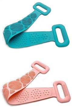 2Pcs Silicone Bath Body Brush Exfoliating Back Scrubber Facial Cleansing Brush Gentle Massage