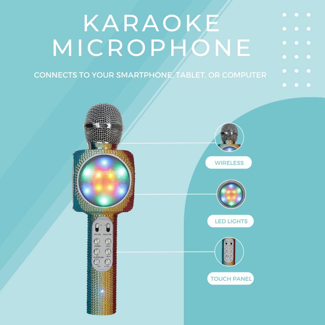 Sing-Along Bling Bluetooth Karaoke Microphone and Bluetooth Stereo Speaker All-in-One (Rainbow Bling) - Image 3