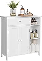 VASAGLE Cloud White Floor Storage Cabinet with Drawer, 3 Open Shelves, Adjustable Compartments, Freestanding for Bathroom & Living Room 11.8x29.5x31.5in UBBC142W01