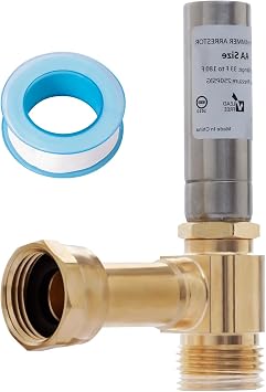 SUNGATOR 3/4 Inch Stainless Steel Water Hammer Arrestor, 3/4" Swivel GHT Female x 3/4" GHT Male Angle Hammer Arrestor for Washing Machine, Absorb Shock and Reduce Noise, with Sealing Tape 1 Pack