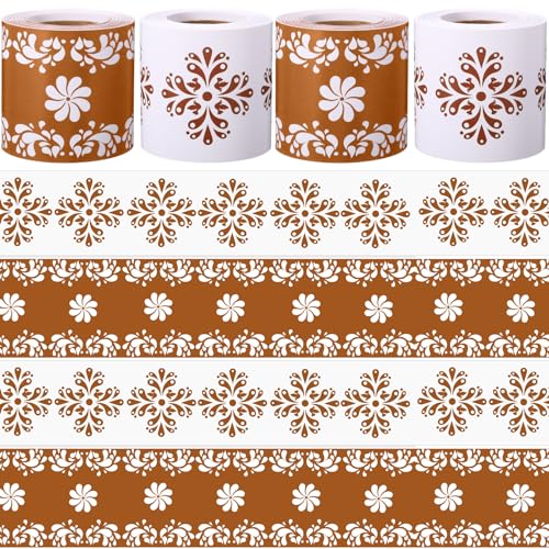 Fuutreo 4 Rolls Hispanic Heritage Month Decorations 32.8 ft Mexican Bulletin Board Border Spanish Classroom Decorations for School Hispanic Heritage Month Home Board Door Window Decor (Talavera Style)