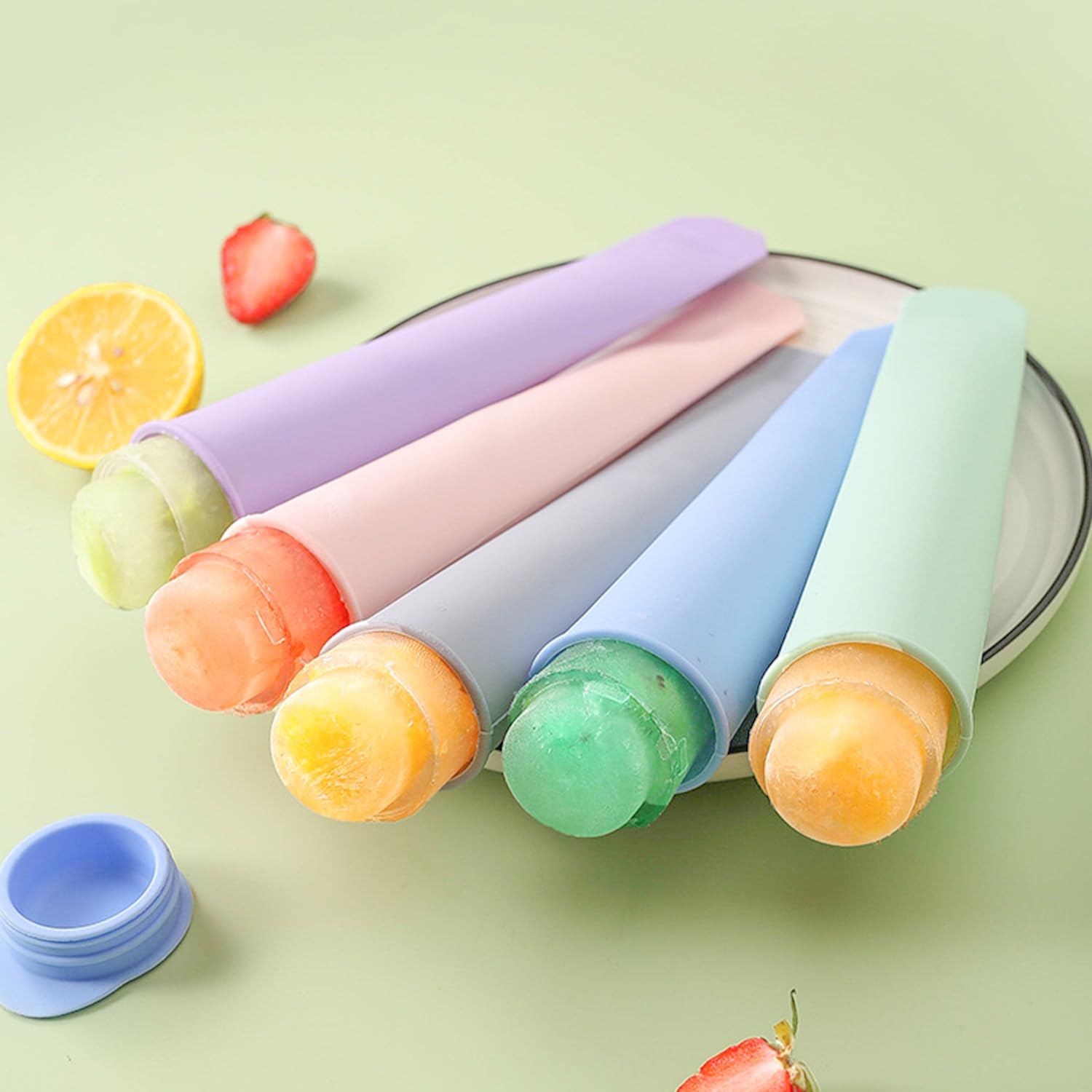 Eisformen Silikon 8 Stück Eisformen eis am stiel Silikonform Eisüten Eisformen Wassereis mit Deckel Wassereis Formen Tüten Wiederverwendbar Popsicle Eisform für Wassereis