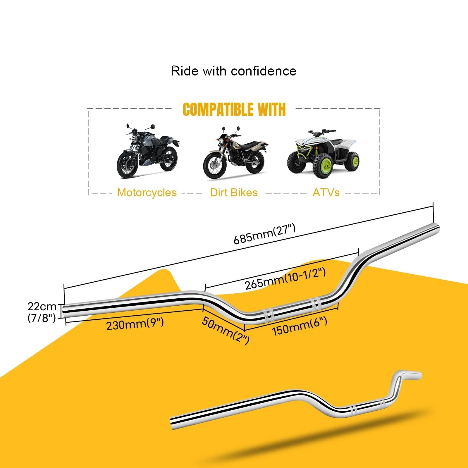 Motorcycle stem risers Motocykl Chrome 22mm 25mm Retro przeciągnij kierownica uchwyt kierownica pasuje do Yamaha Sportster Iron 883 FZ6(22mm)