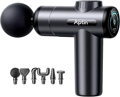 Pistola de masaje muscular portátil de tejido profundo Masajeador de percusión de mano de 99 velocidades con pantalla LCD, motor silencioso, 6