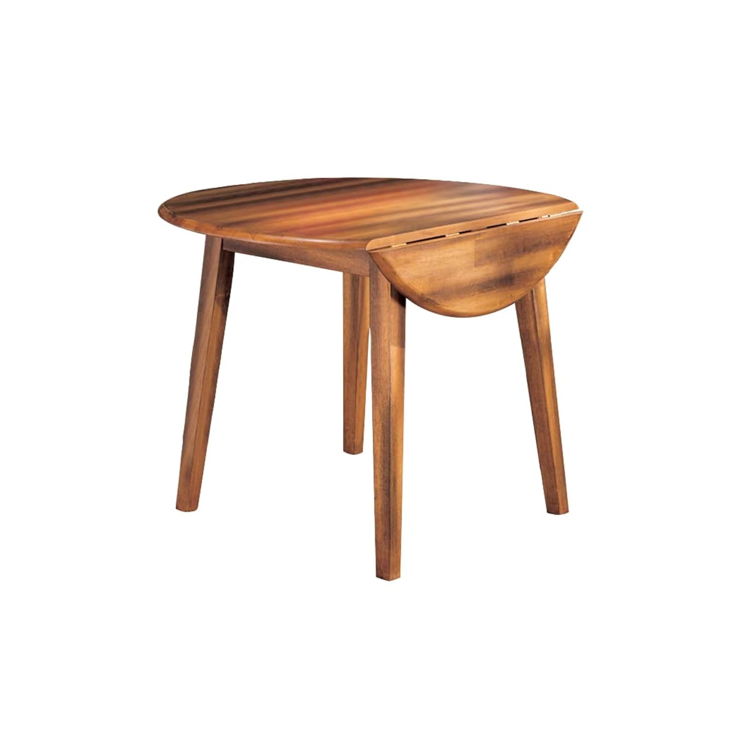Signature Design by Ashley Berringer Dining Room Round Drop Leaf Table Rustic Design Seats 4 Hinged Extension Leaves