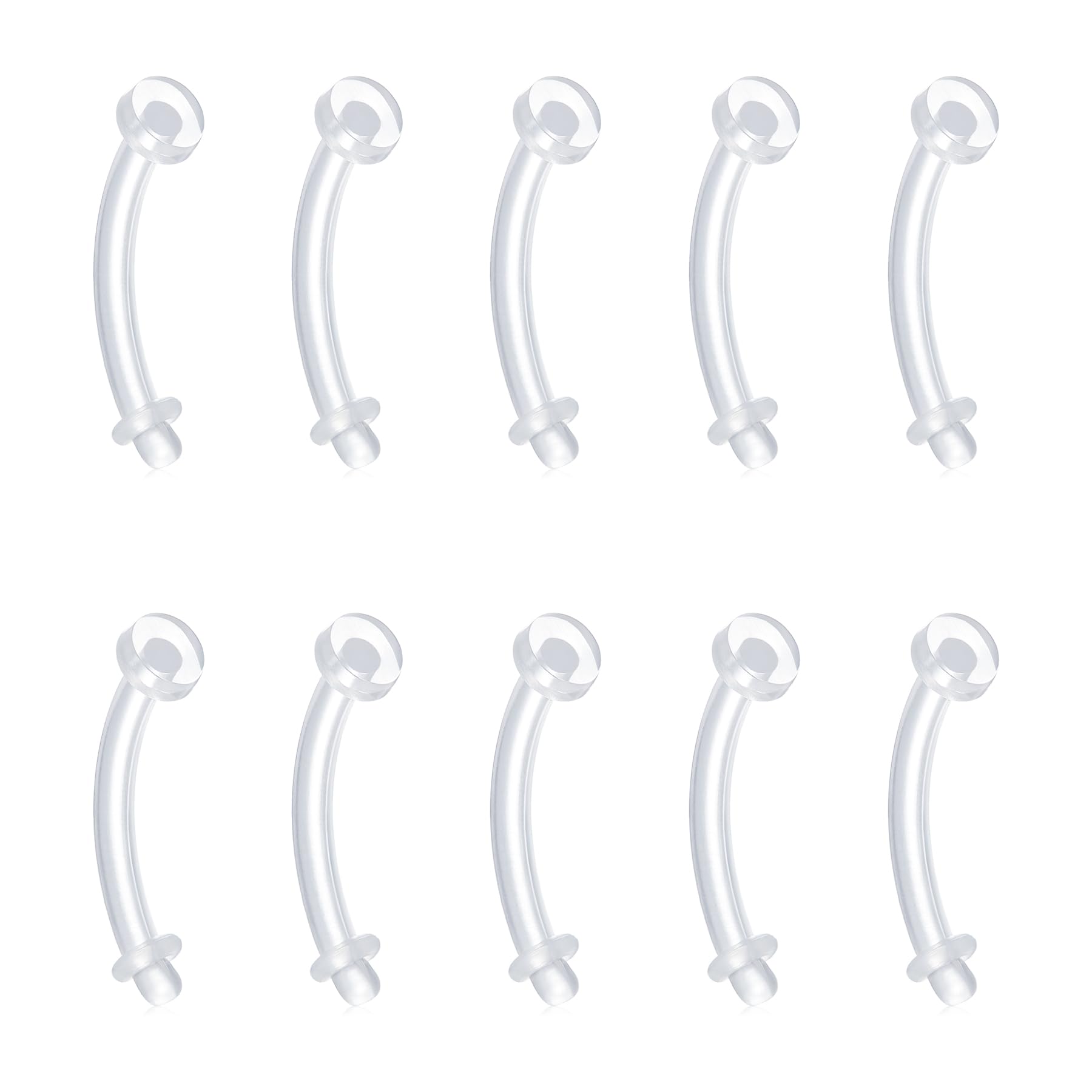 Funseedrr 14G Plastik Bauchnabelpiercing Retainers Curved Barbell Piercing Banane Kunststoff Acryl Flexible 8/10/12/14mm