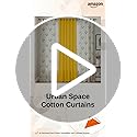 Image of Urban Space Floral 100% Cotton Curtains For Door, Combo Set Of 3 Curtains 7 Feet Long, 60-65% Room Darkening Curtain, Tieback & Eyelets Included With Curtains For Home Decor (Mosaic Yellow, 7 Feet)