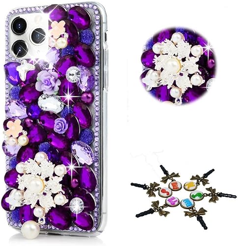 STENES Funda brillante compatible con Moto One 5G UW Ace - Elegante - Funda 3D hecha a mano con diamantes de imitación de flores de perlas