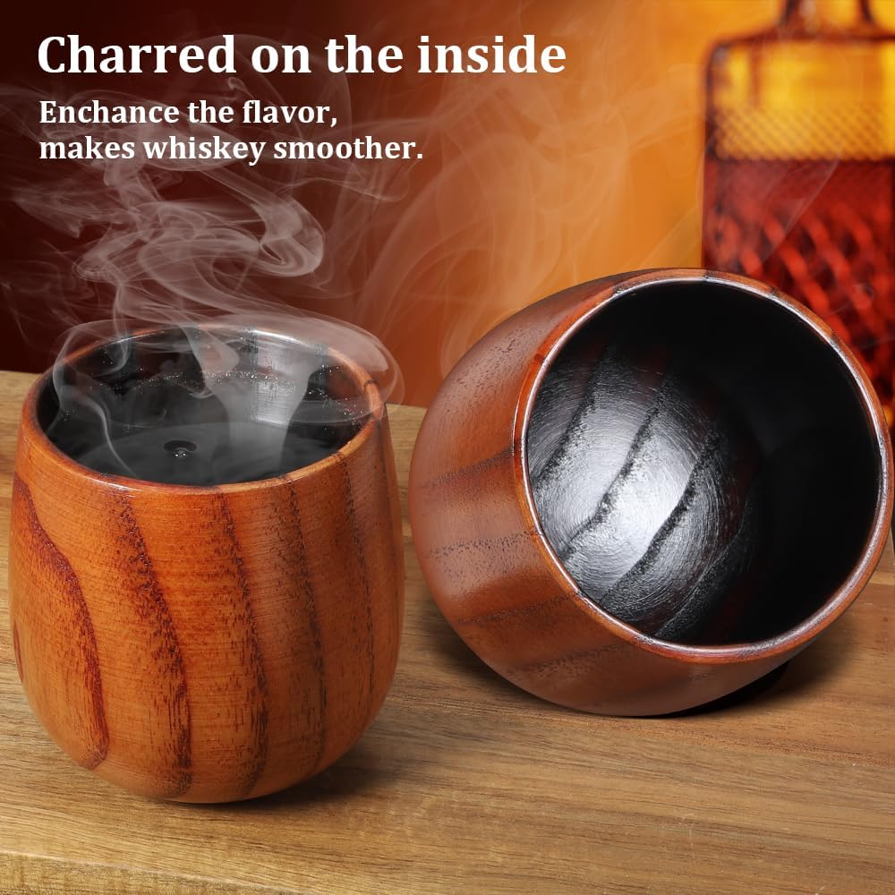 Charred Wooden Bourbon Drinking Glass, Unique Bourbon Gifts, Wooden Old Fashioned Whiskey Glass Gift for Men, Dad, Husband - Image 4
