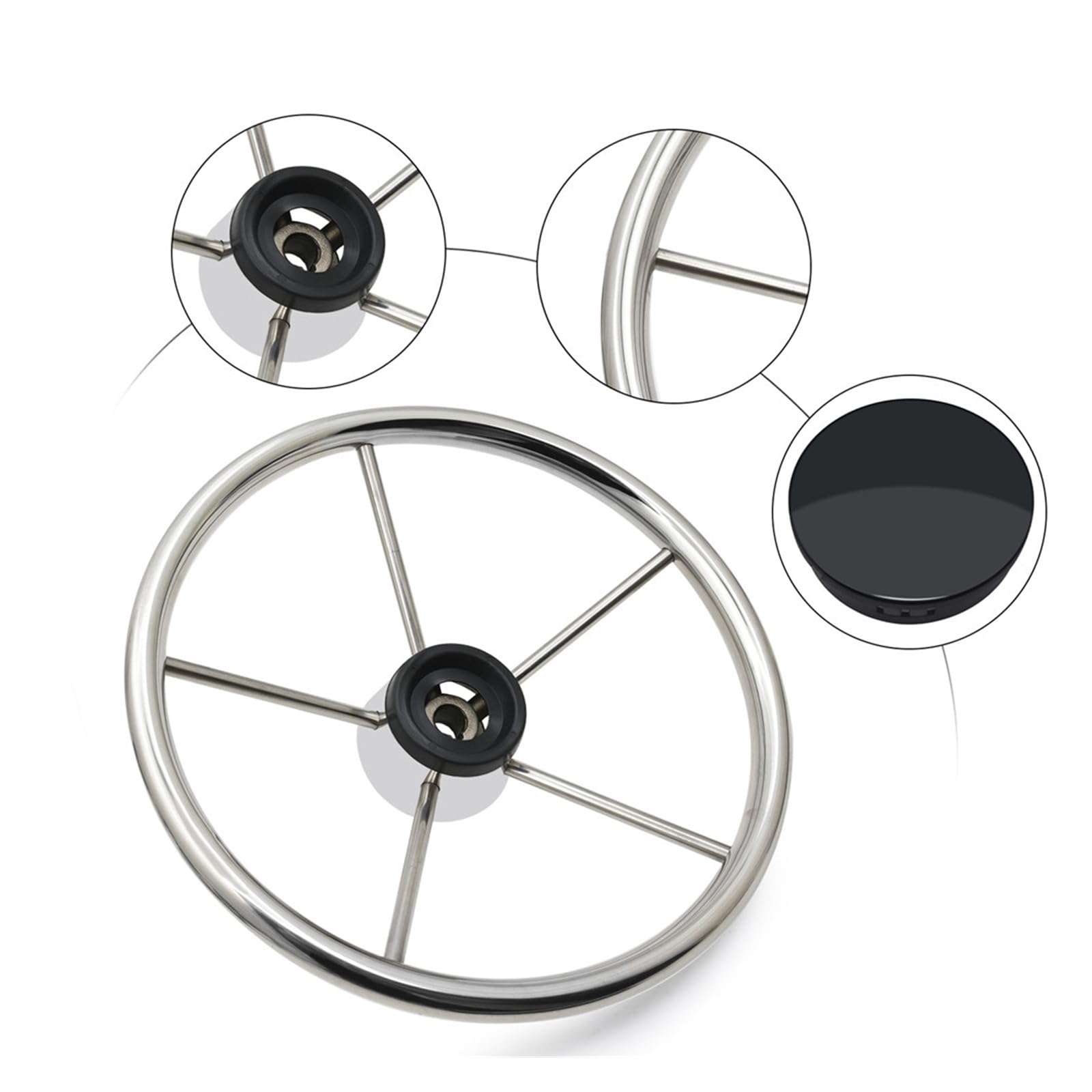 ZGYDNM Ship Steering Wheel 13-1 2 Boat Stainless Steel Steering Wheel for Marine YachtBoat Accessories Comfortable, Silver
