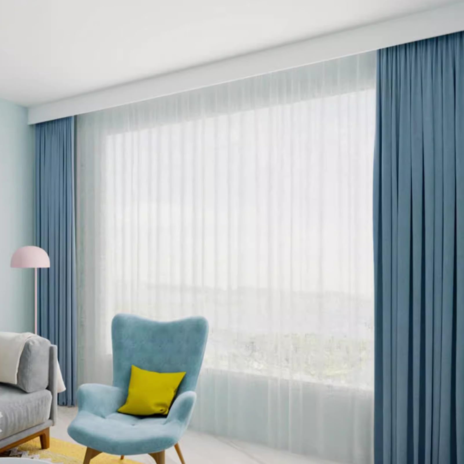Blazea White Ceiling Mounted Curtain Track, Heavy Duty Track And Valance For Windows, Bedroom Office Curtain Pelmet Panel With Double Rails (, 3.6M (11.8Ft))