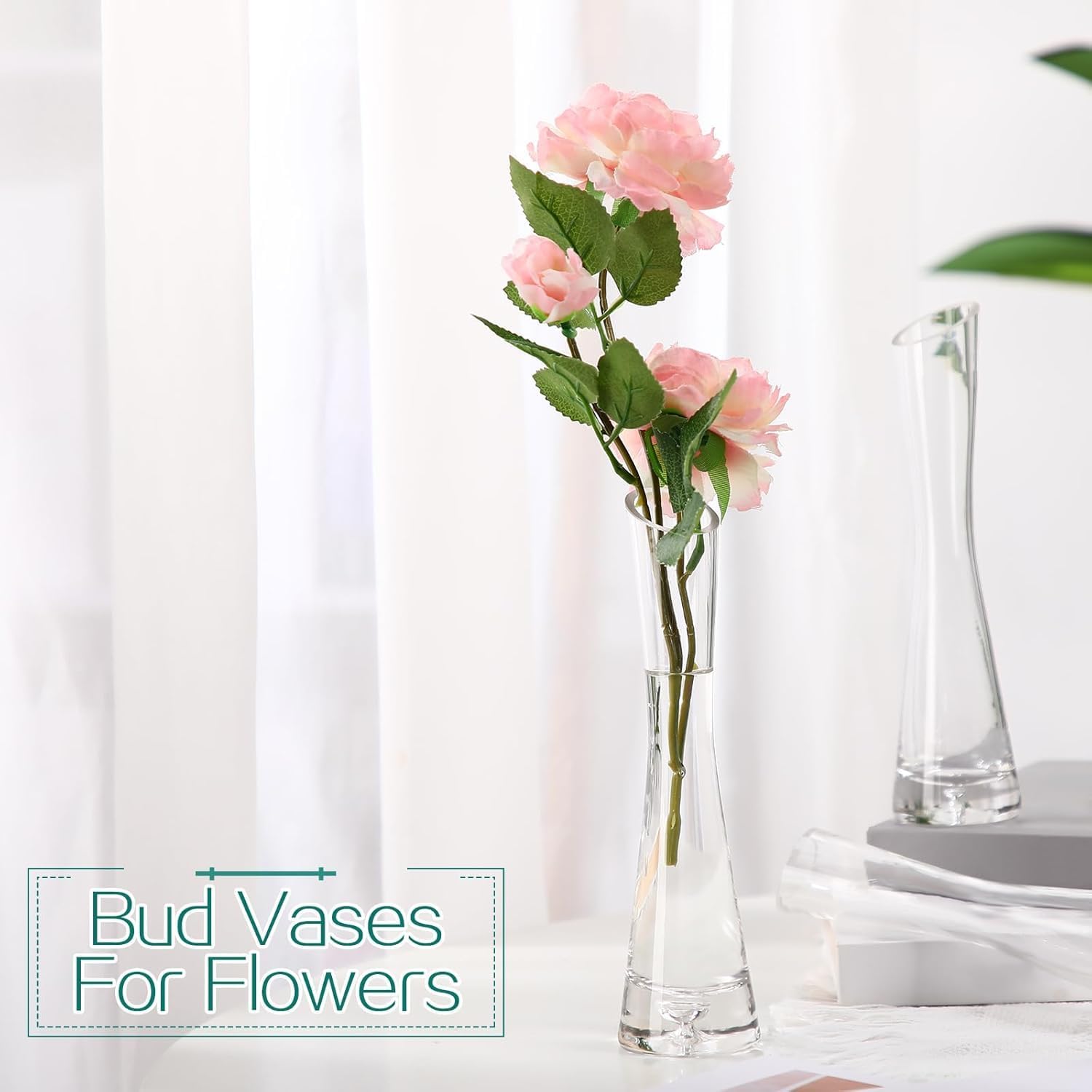 12 Pcs Glass Bud Vases for Centerpieces, 7.87 Inch Maria Bud Vase Clear Slant Vase Small Skinny Decorative Slim Single Flower Vase for Wedding Party Event Home Office Decoration - Image 7