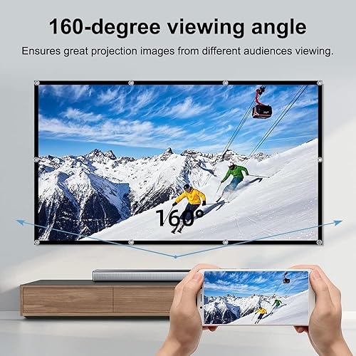 Miniatura 5 de Pantalla de proyector de 100 pulgadas, pantalla de proyector de montaje en pared 4K 169 HD, pantalla de proyección plegable, pantalla de proyector