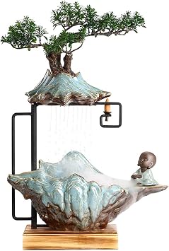 Indoor Ceramic Atomized Desktop Fountain Chinese Alpine Bonsai Liuxiang Decorative Fountain Office Desk Water Waterfall Fountains Desktop Fountains an