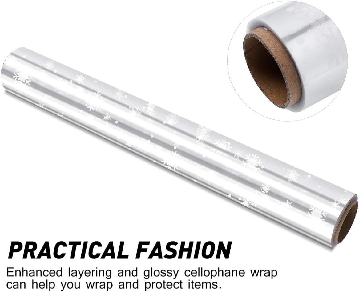 jojofuny 31.5 in. x 100 ft. Snowflake Wrap Clear Cellophane Wrap Roll for Gift Wrapping Protective Paper, Arts & Crafts Supplies, Holiday Shopping Tools, Snack Treat Bags, Birthday Basket : Health & Household