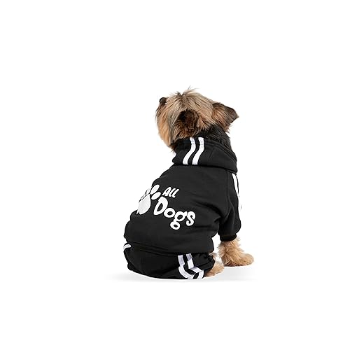 All Dogs - Chándal para Perros - Sudadera con Capucha y Pantalón de Chándal, 4 Patas - Chándal de Perro con Tejido de Algodón Suave y Cálido (X-Small, Negro)