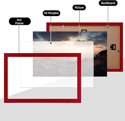 Vista 361 de KINLINK Marco de fotos A4 natural, de madera maciza con plexiglás acrílico para fotos A5 con paspartú o A4 sin paspartú, marco de fotos para mesa