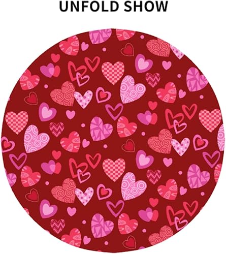 Miniatura 3 de Sweetshow Mantel redondo para el día de San Valentín de 60 pulgadas, rústico, romántico, rosa, rojo, corazón, estampado de corazón, con decoración