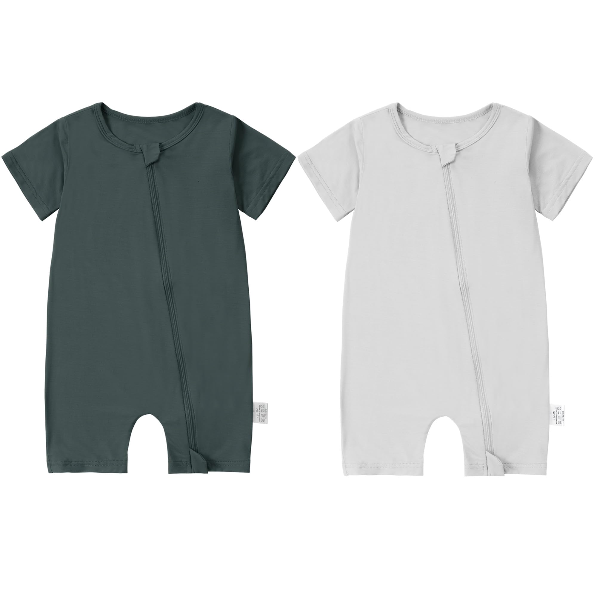 Unisex Baby Jungen Mädchen Bambusfaser Kurzarm Frühling Strampler Jumpsuit Sommer Bodysuit für 0-24 Monate, 2er Pack