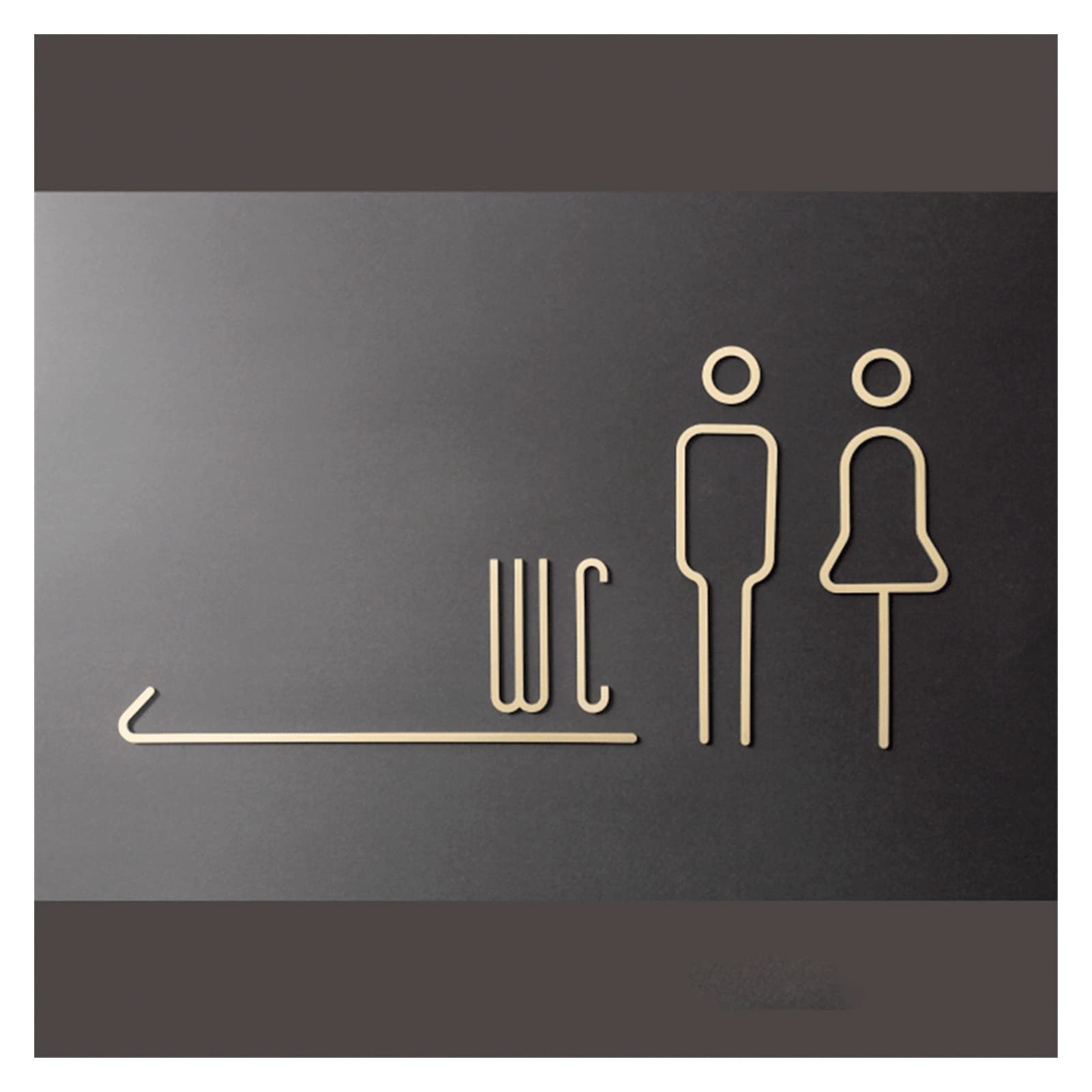 Juego de letreros de baño de latón for hombres y mujeres en oro, 2 piezas for baño, hotel, tienda(Wc)