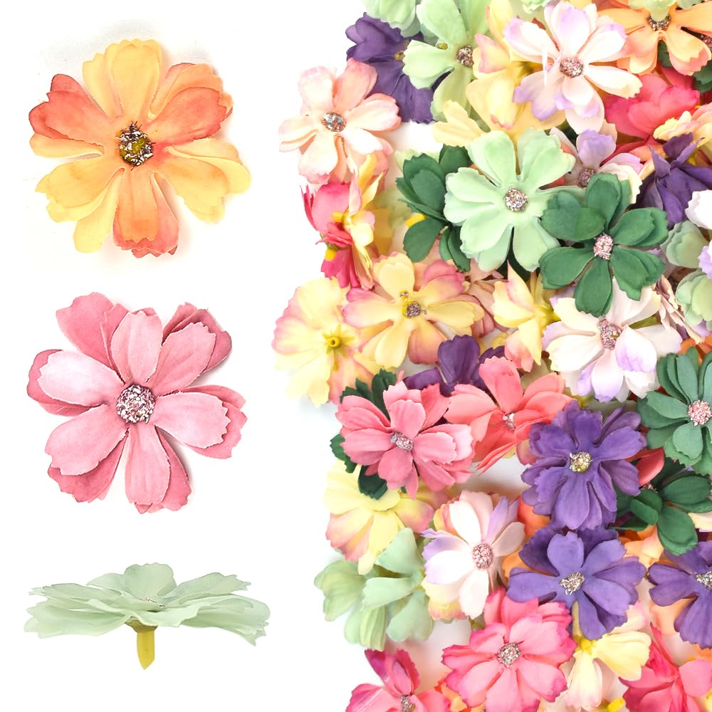 Corsehild 100 PCS Artificial Daisy Flowers Heads Faux Flower Heads ...