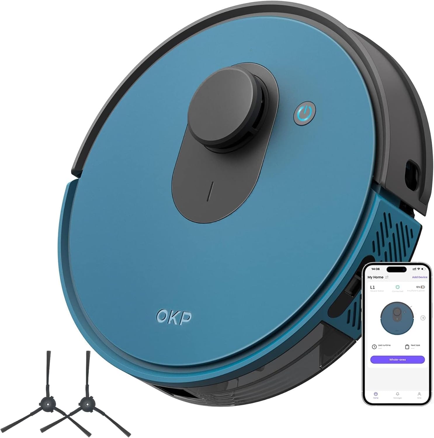 OKP Robotic Vacuum L1 with 4000Pa Suction Energy 180min Runtime, LiDAR Navigation Sensible No-Go Zone Mapping Robotic Vacuum with Self-Charging, Wi-Fi/APP/Alexa Management for Onerous Flooring Pet Hair and Carpets