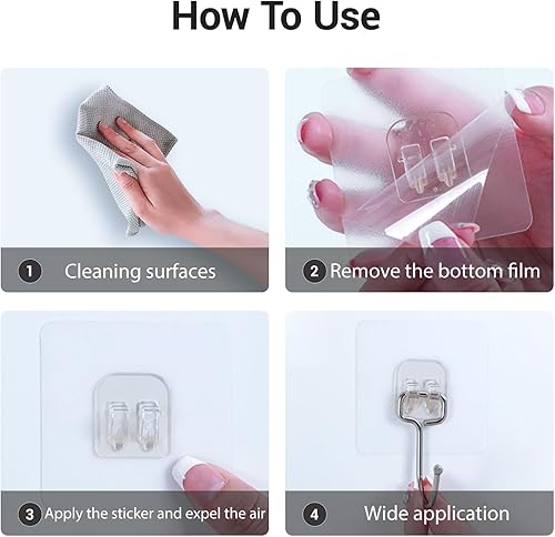 Miniatura 3 de Ganchos adhesivos para colgar, ganchos de pared autoadhesivos para toallas, impermeables, ganchos transparentes para baño, ducha, cocina, llaves,