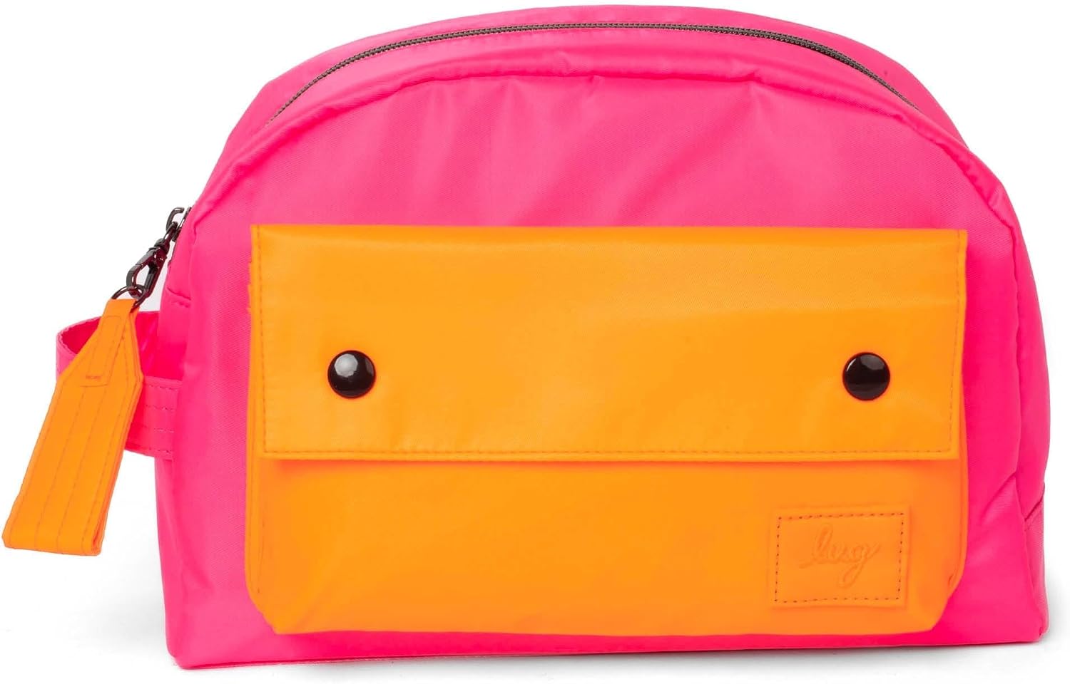 Lug Towboat Toiletry Case for Travelers – Envelope Pocket, Zipper Compartment, Mesh Pockets, 100% Polyester – MAGENTA/CORAL