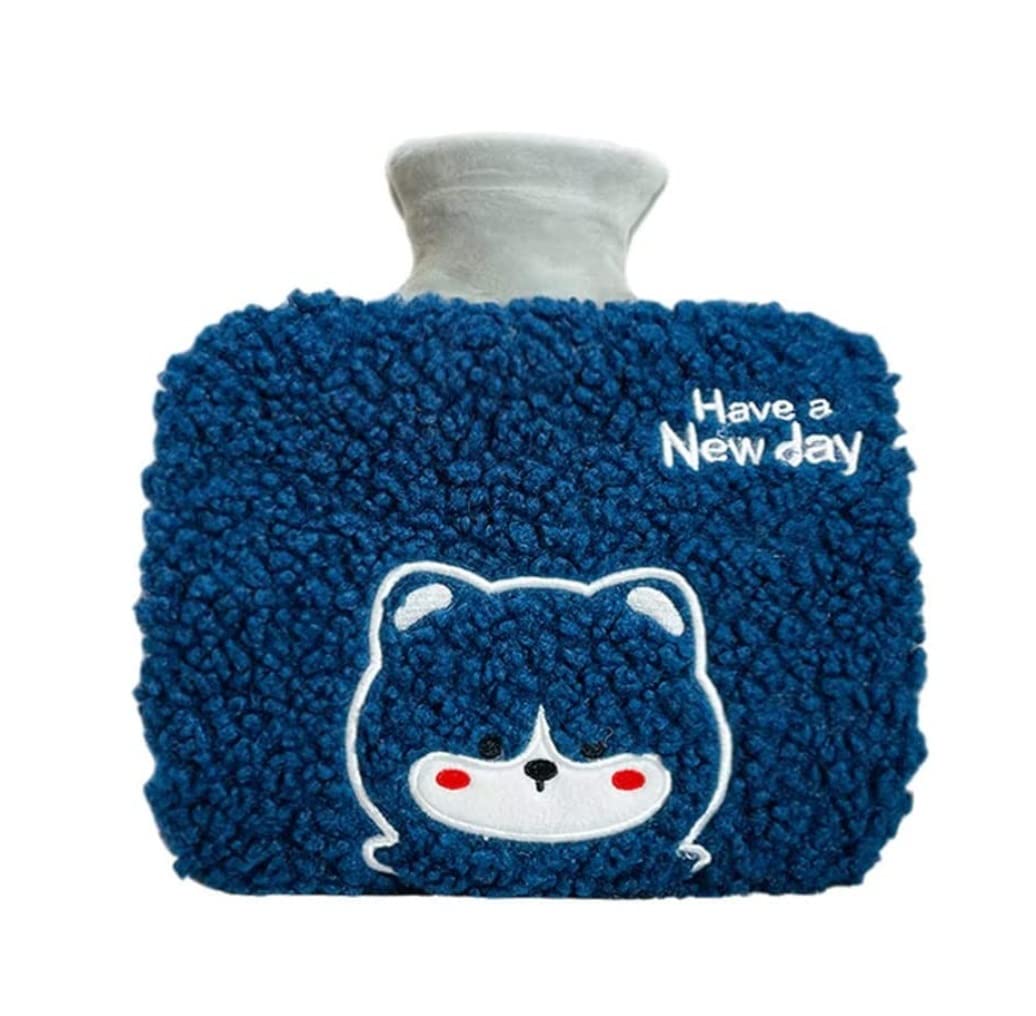 Bolsa de Agua Caliente Botella De Agua Caliente con Funda De Felpa, Bolsa De Agua Caliente Rectangular para Aliviar El Dolor, Cuello Trasero, Noches Acogedoras Hot Water Bottle Segura(D)