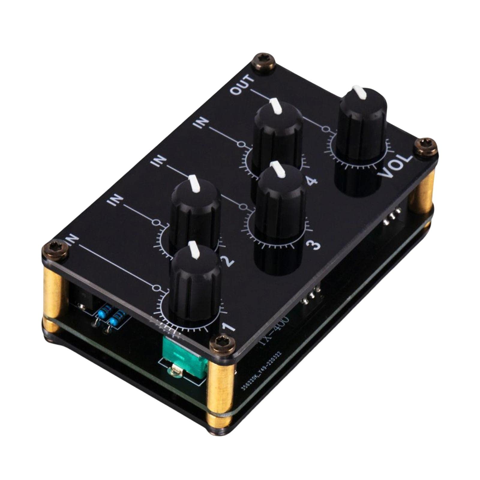 Perfeclan Mini Stereo 4 Kanal Line Mixer, Tragbarer Audio Mixer, Kompakt für Studioaufnahmen, Heimkino Musiker KTV