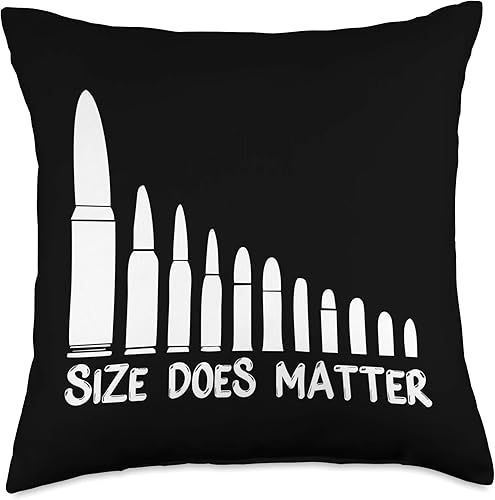 Best Bullet Size Matters Humor Gifts Funny Gun Munición Bullet Size Matters Throw Pillow (18 x 18), multicolor