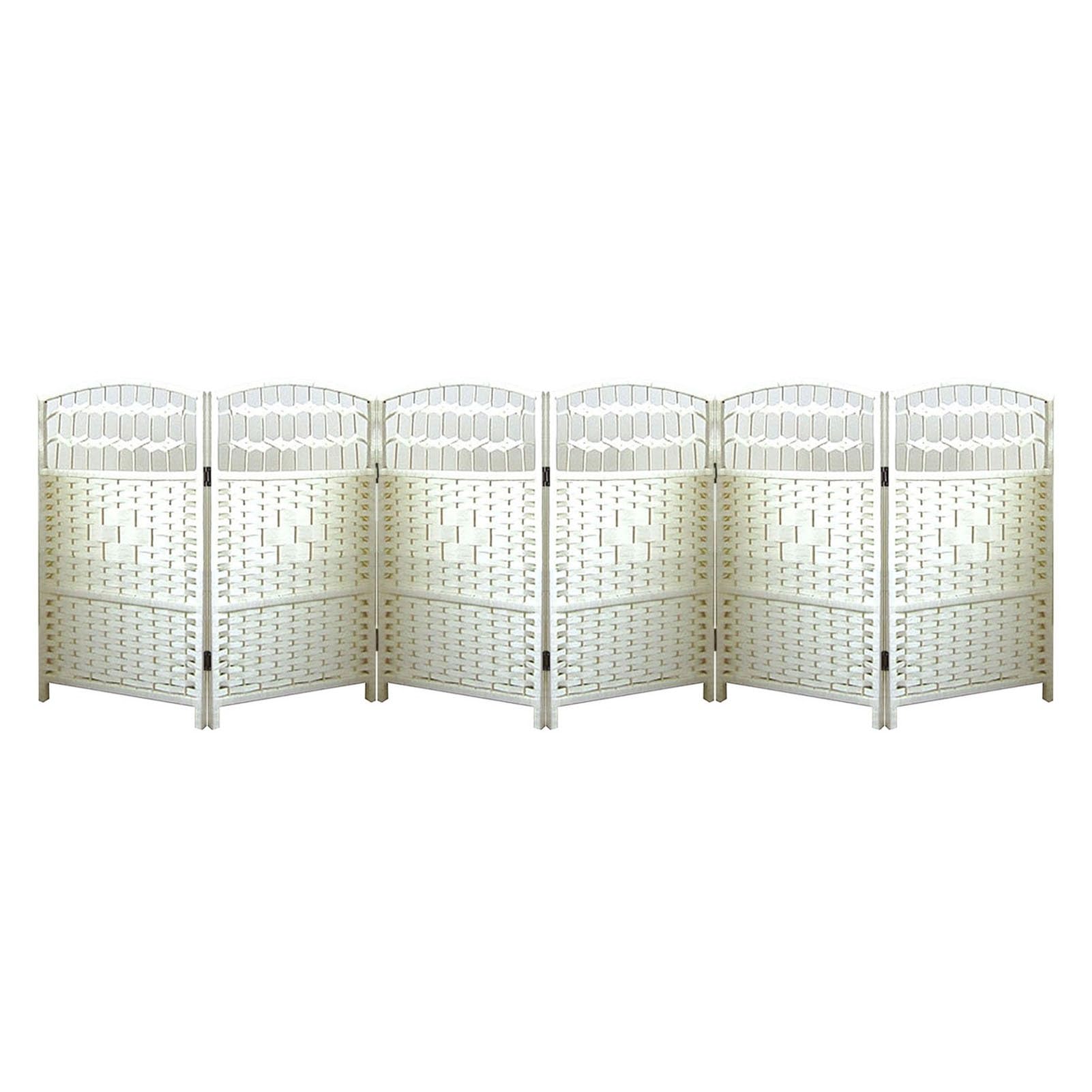 Paravent court en rotin pliable blanc pour séparer rapidement les tables