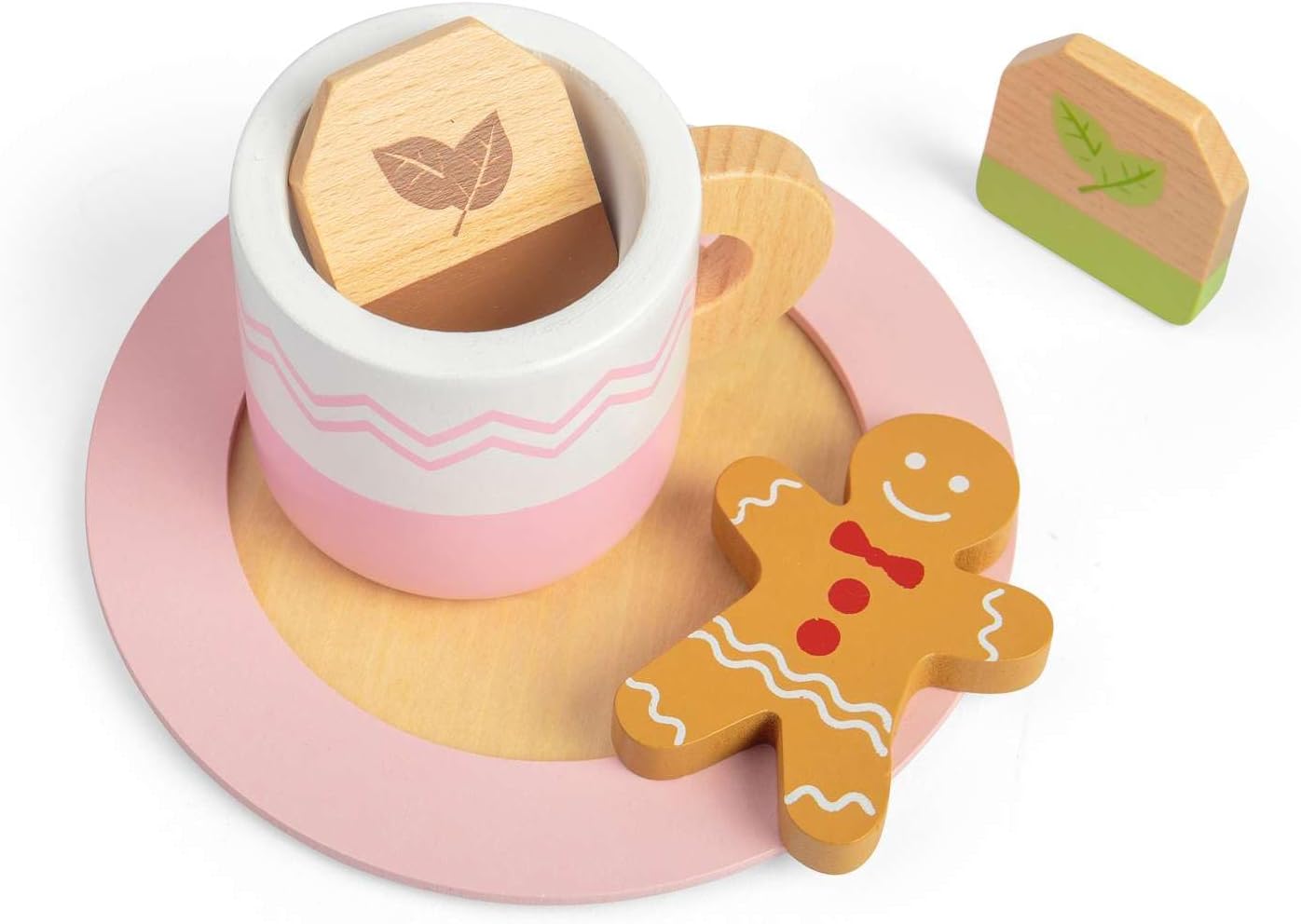 Bigjigs Toys Wooden Tea Set for Two - 10 Piece Children's Teatime Playset (with Kettle, Teabags & Biscuits), Kids Toy Kitchen Accessories, Food Role Play, Gifts for Toddlers, Age 18 Months Old +