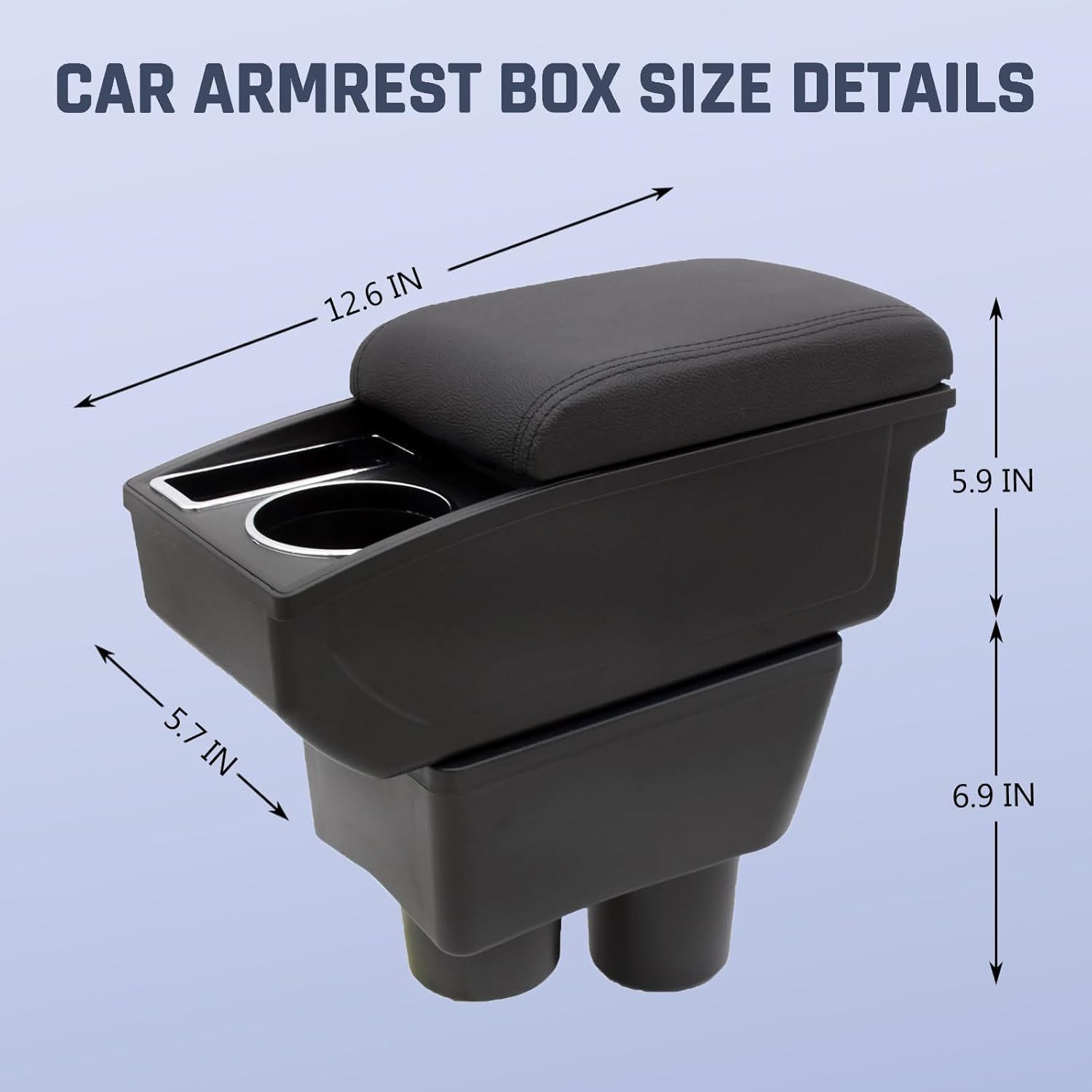 Car Armrest Box for Nissan Almera Versa 2012-2019 Auto Accessories Center Console Leather Arm Rest Double-Layer Storage Space with Cup Holder (Black Thread)