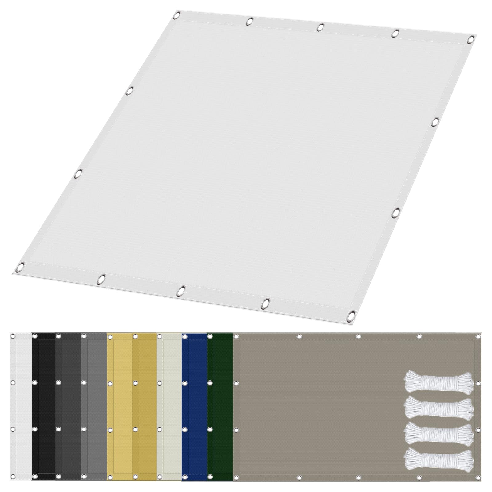 Voile ombrage rectangulaire 130x280 cm blanc en polyester imperméable