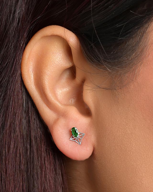 Image of CLARA 925 Sterling Silver Stud Earrings | Platinum Plated | Daily Wear |Gift for Women and Girls