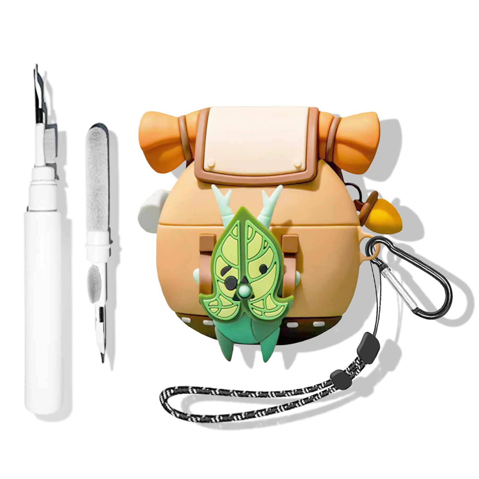 【3 in 1】 SKPY Korok Yahaha Backpack Fashion Funny Case for AirPods 3rd Generation Silicone Cover with Carabiner Lanyard Cleaning Tools for Boys Girls Womens Mens