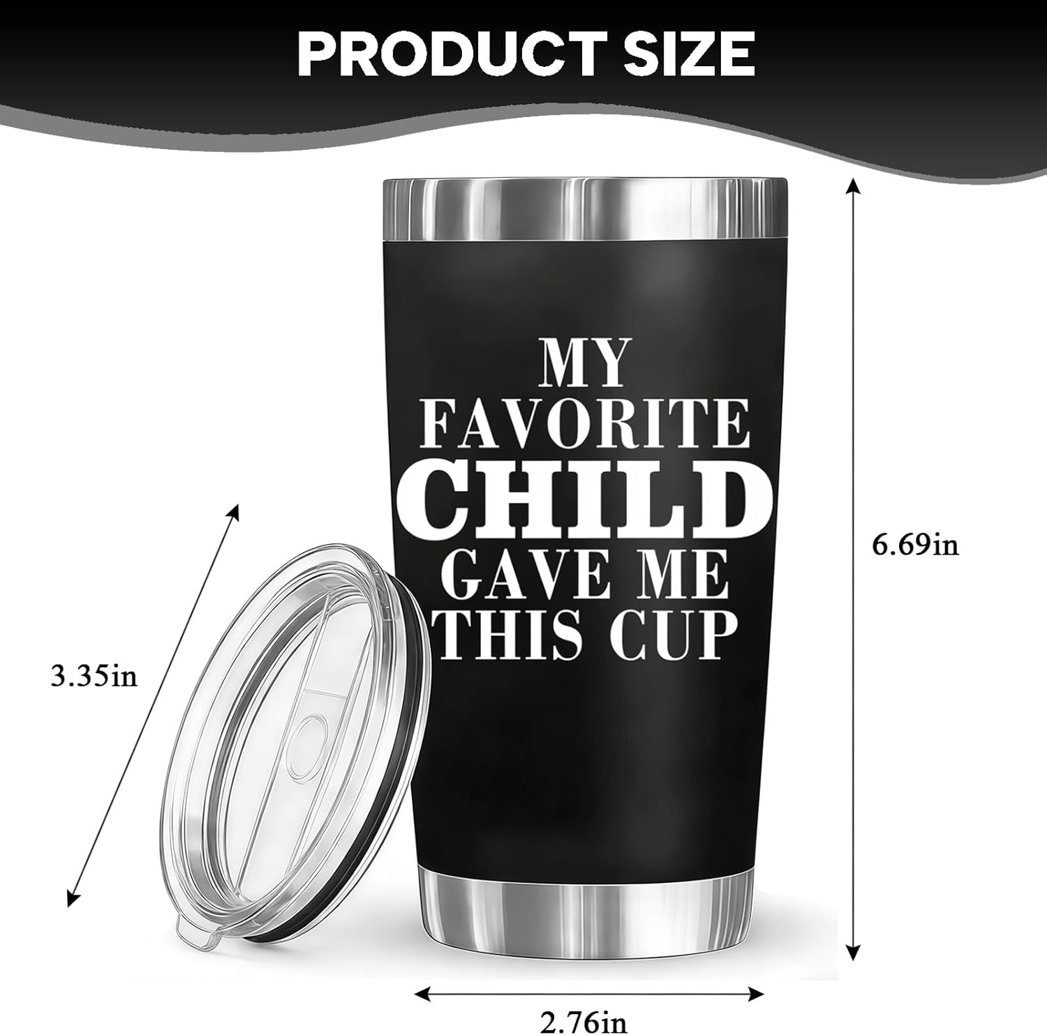 Birthday Gifts for Dad from Daughter, Son, Kids - Fathers Day Gift for Dad - Husband/New Papa/Bonus Father Present for Outdoor/Indoor Use - 20 Oz Black Tumbler, Insulated Cup - Image 2
