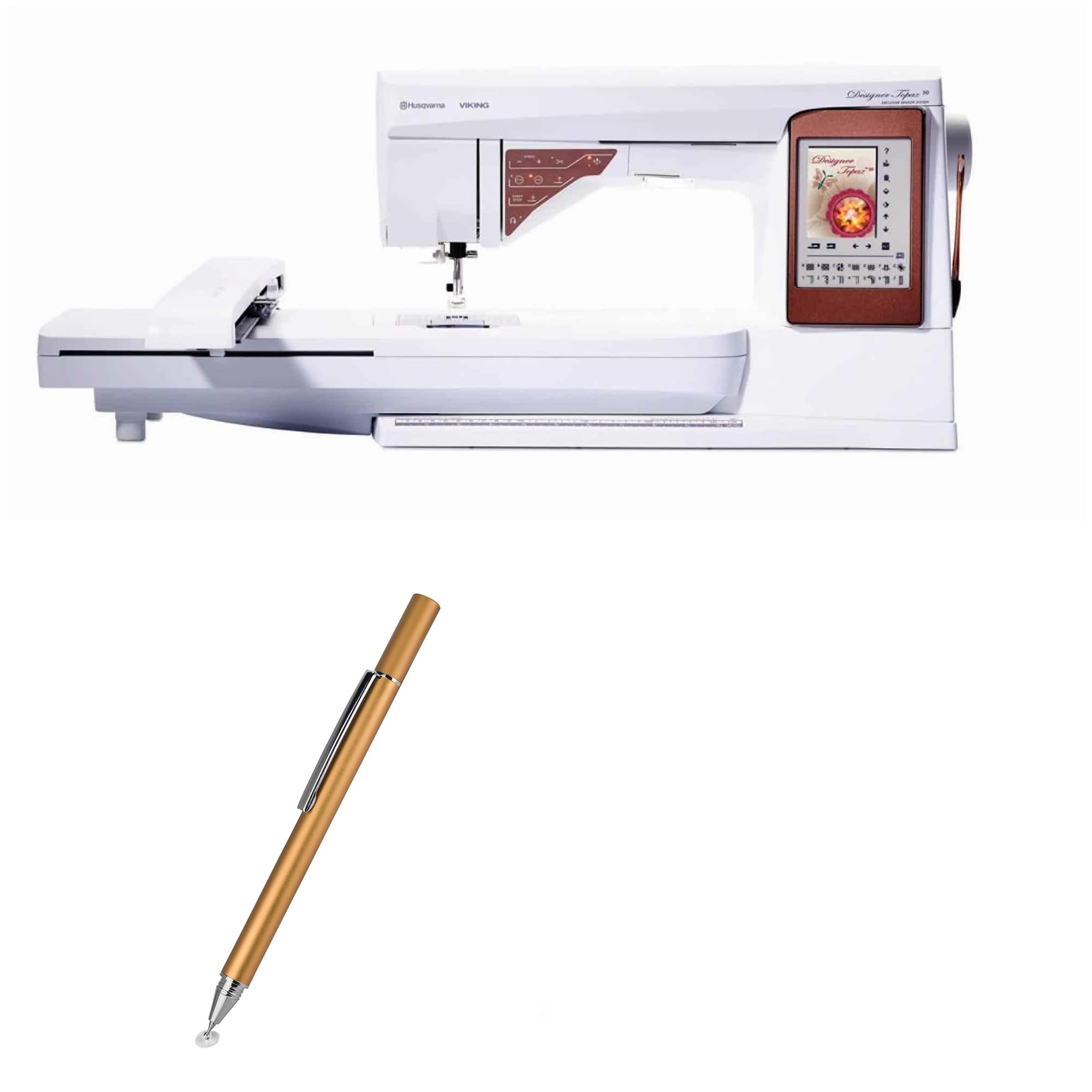 BoxWave Stylus Pen Compatible with Husqvarna Viking Designer Topaz 50 Touchscreen - FineTouch Capacitive Stylus, Super Precise Stylus Pen - Champagne Gold